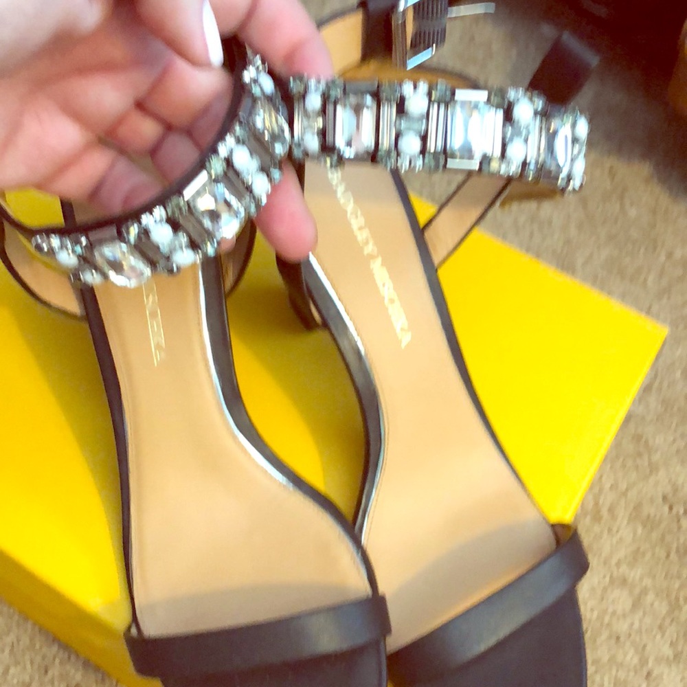 Badgley Mischa heels with crystal ankle wrap